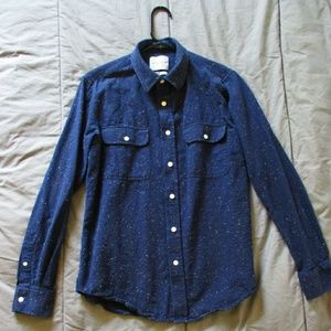 White Speckled Blue Button Up